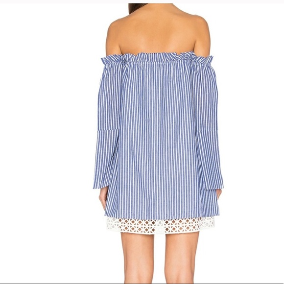 NWT Dolce Vita Delainey Blue and White Off The Shoulder Striped Dress Size M - Picture 2 of 8